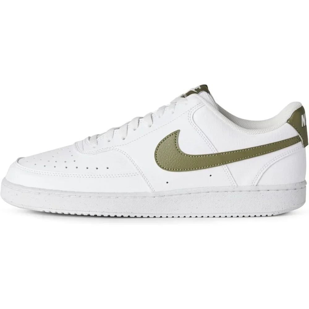 Nike Men Court Vision Low Next Nature Sneakers Casual Lace Up Shoes-White/Olive